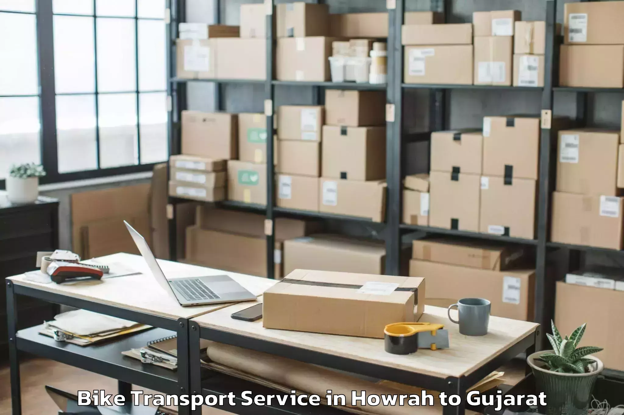 Hassle-Free Howrah to Porbandar Bike Transport